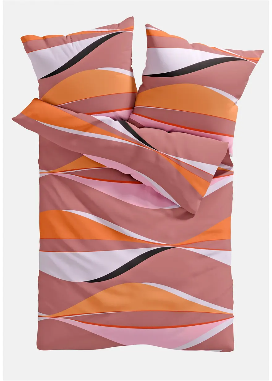 bonprix Bettwäsche mit modernem Design - lila/orange Baumwollgemisch