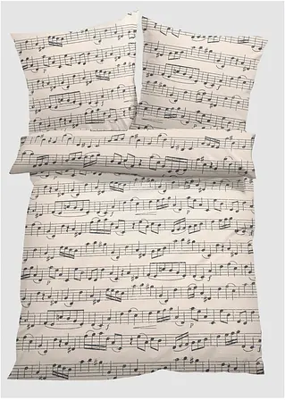 bonprix Bettwäsche mit Notenblatt Design - beige Linon