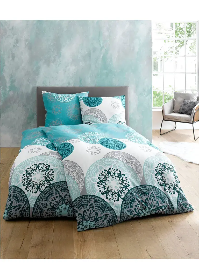 Bonprix Bettwäsche Mit Ornamenten Und Kreisen - Petrol Linon