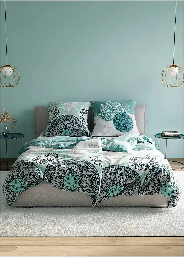 Bonprix Bettwäsche Mit Ornamenten Und Kreisen - Petrol Linon