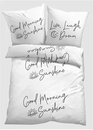 Bonprix Bettwäsche Mit Statement - Weiss Baumwollgemisch