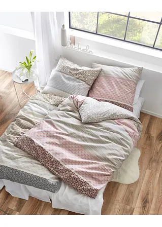 Bonprix Bettwäsche Mit Streifenmuster - Grau/taupe Baumwollgemisch