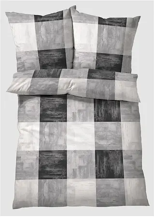 bonprix Bettwäsche mit trendigem Karo Print - grau Biber