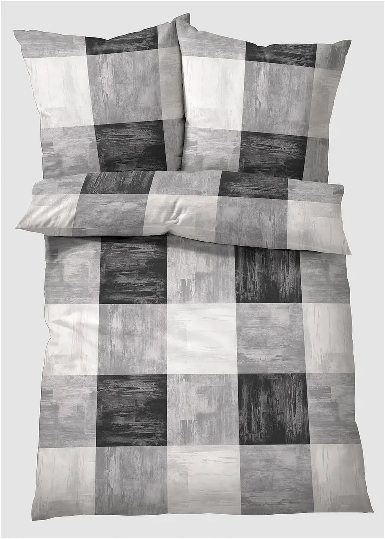 bonprix Bettwäsche mit trendigem Karo Print - grau Linon