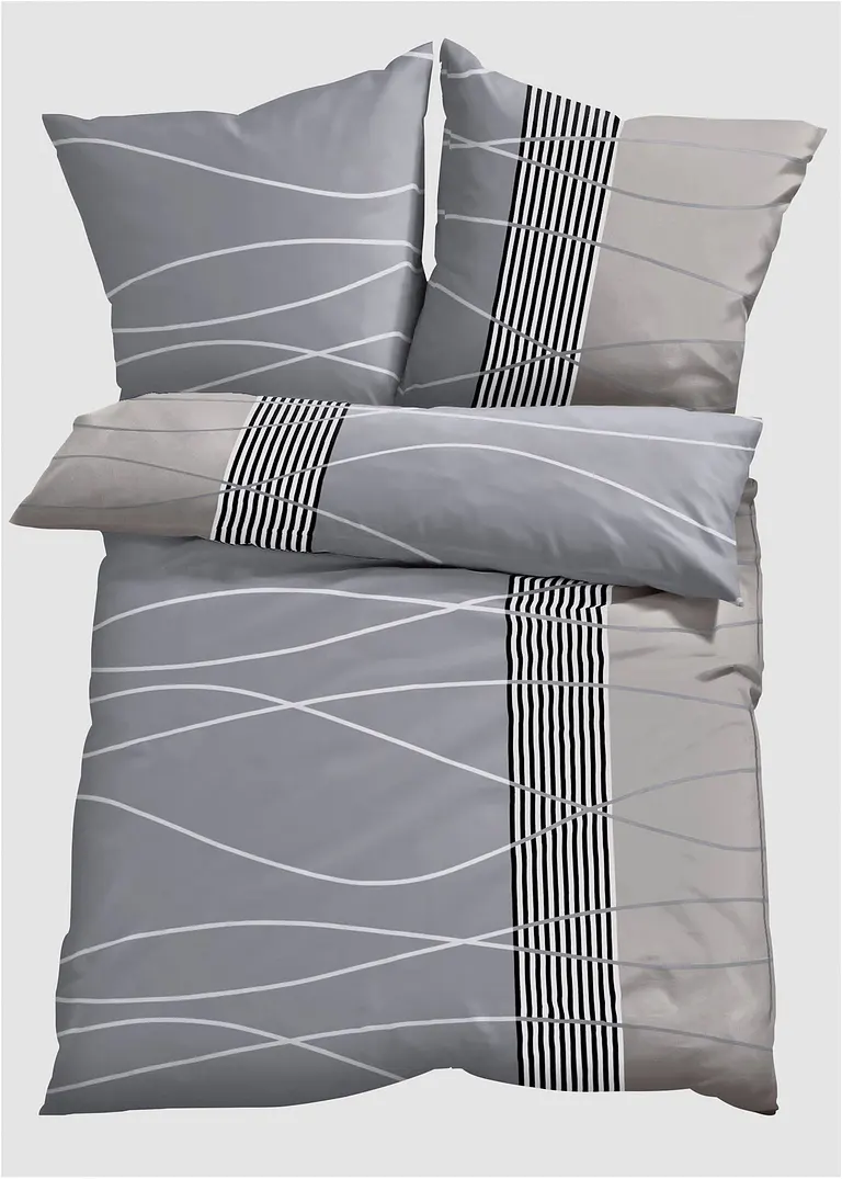 bonprix Bettwäsche mit Wellen in schönen Farben - grau Linon