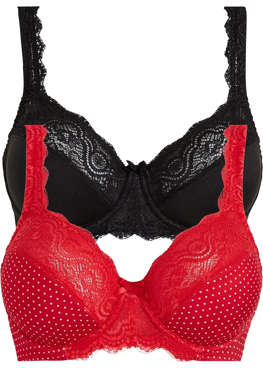 bonprix BH-Doppelpack mit spitzenverzierten Partien - Damen