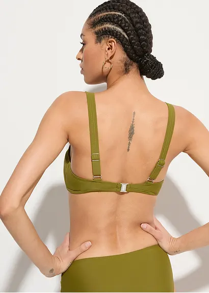 Bonprix Bikini Oberteil Mit Edlen Streifen - Grün Cup C
