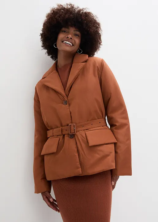 Bonprix Blazerjacke Mit Gürtel Und Taschen - Braun - Damen