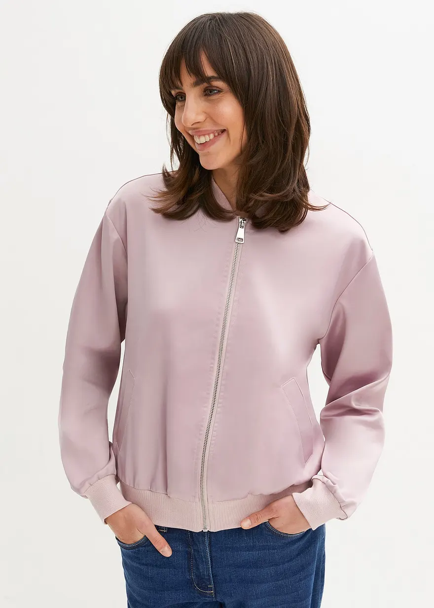 Bonprix Blouson-Jacke Aus Hochwertigem Satin - Lila - Damen
