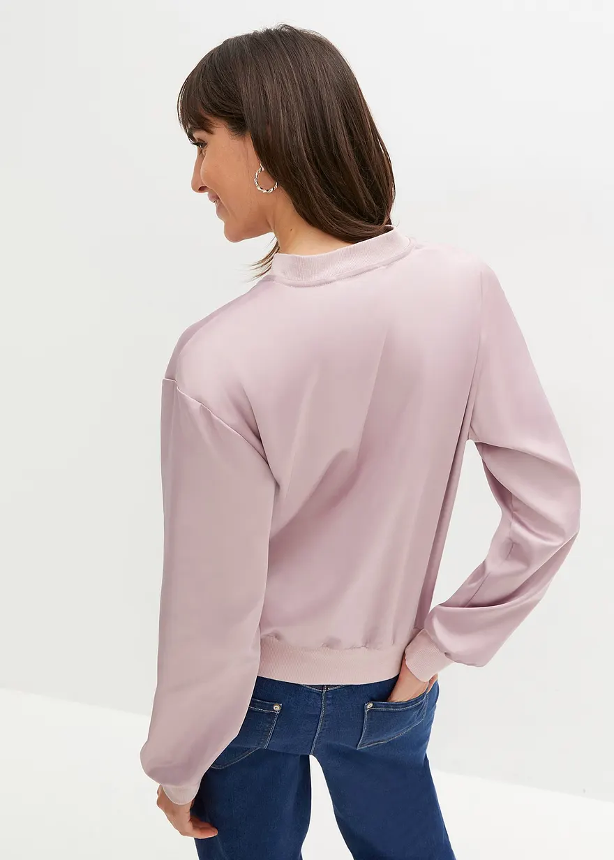 Bonprix Blouson-Jacke Aus Hochwertigem Satin - Lila - Damen