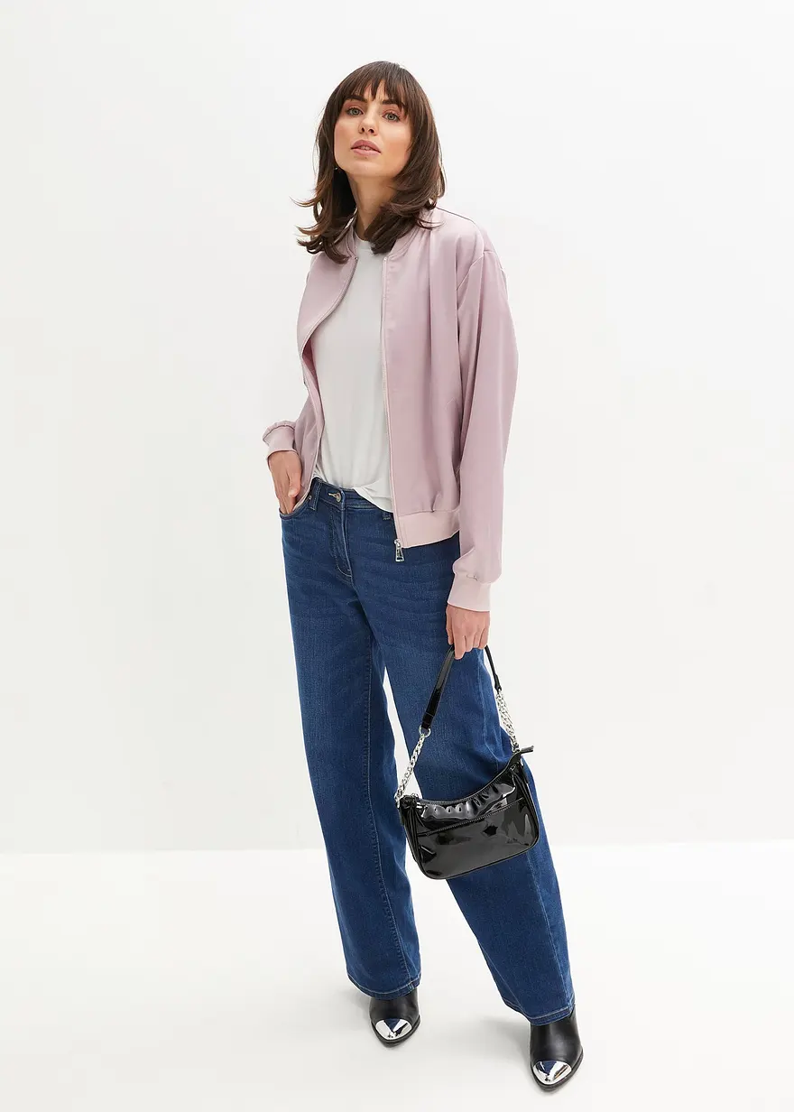 Bonprix Blouson-Jacke Aus Hochwertigem Satin - Lila - Damen