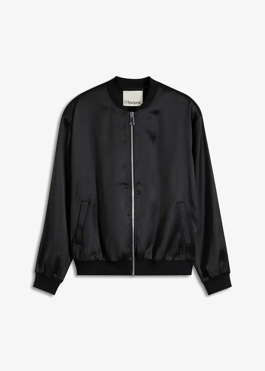 bonprix Blouson-Jacke aus hochwertigem Satin - schwarz - Damen