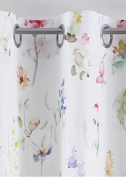 Bonprix Blumenwiese Bedruckt Auf Microfaser-Qualität - Weiß Ösen