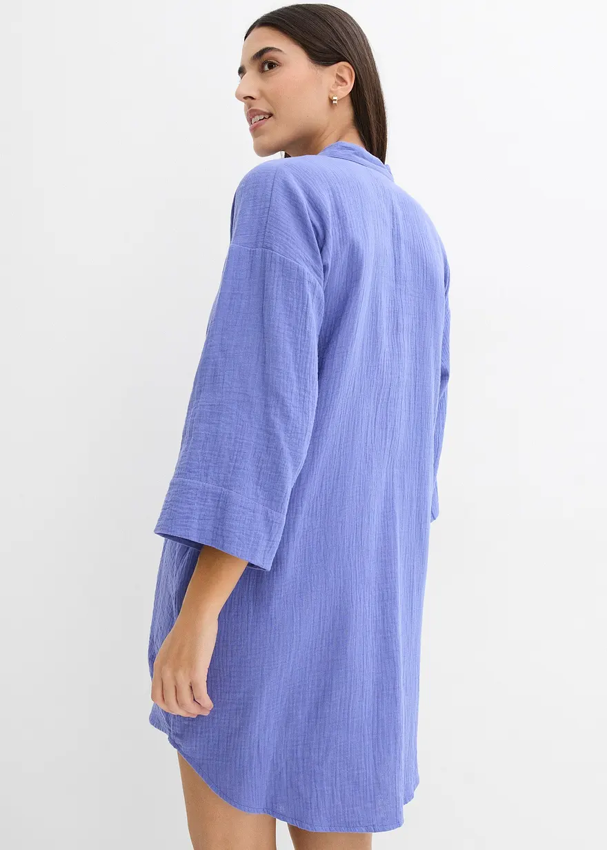 Bonprix Blusenkleid Aus Softem Baumwoll-Musselin - Lila - Damen
