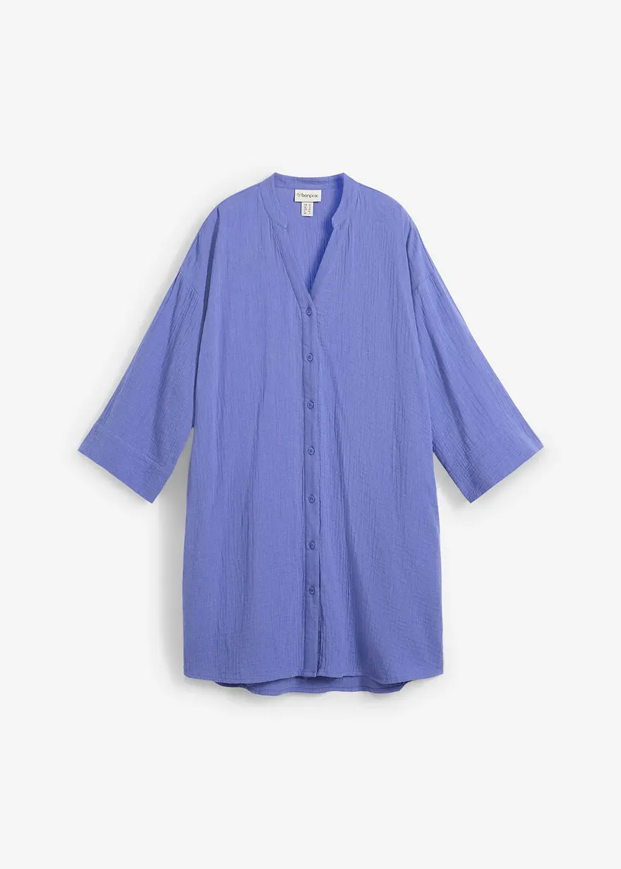 bonprix Blusenkleid aus softem Baumwoll-Musselin - lila - Damen