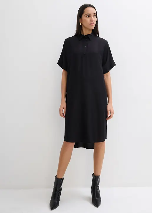 Bonprix Blusenkleid Mit Stehkragen Knopfleiste An Der Vorderseite Und Abgerundeter Saum