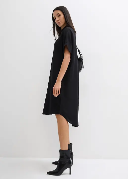 Bonprix Blusenkleid Mit Stehkragen Knopfleiste An Der Vorderseite Und Abgerundeter Saum