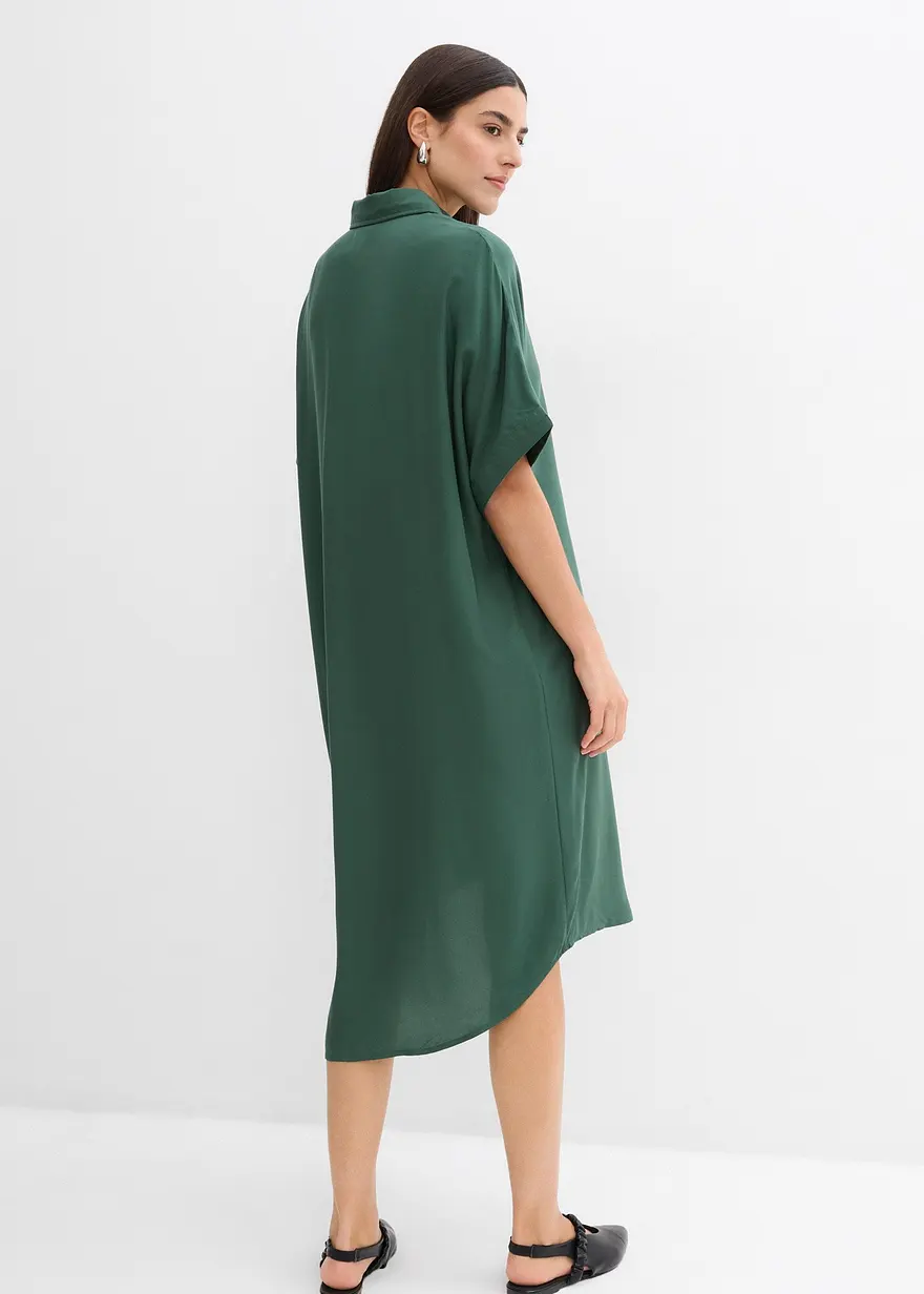 Bonprix Blusenkleid Mit Stehkragen Knopfleiste An Der Vorderseite Und Abgerundeter Saum