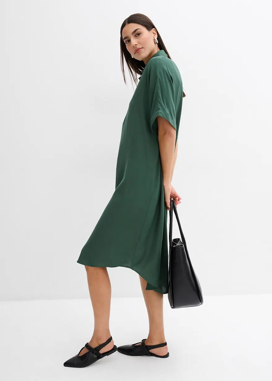 Bonprix Blusenkleid Mit Stehkragen Knopfleiste An Der Vorderseite Und Abgerundeter Saum