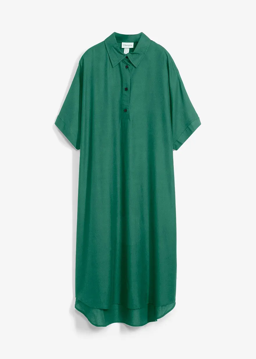 bonprix Blusenkleid mit Stehkragen Knopfleiste an der Vorderseite und abgerundeter Saum
