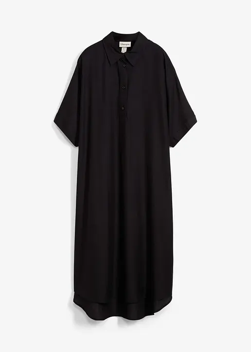 bonprix Blusenkleid mit Stehkragen Knopfleiste an der Vorderseite und abgerundeter Saum