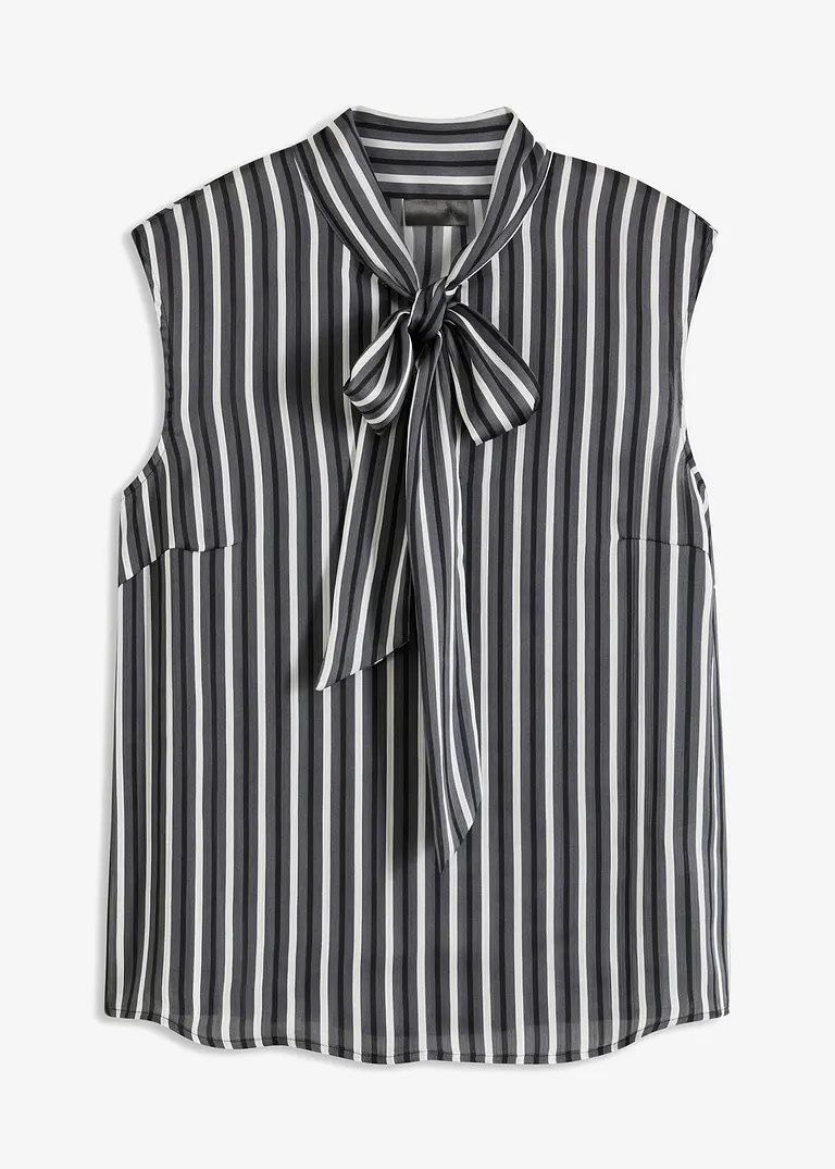 bonprix Blusentop mit Schluppenkragen und modischem Streifen-Print