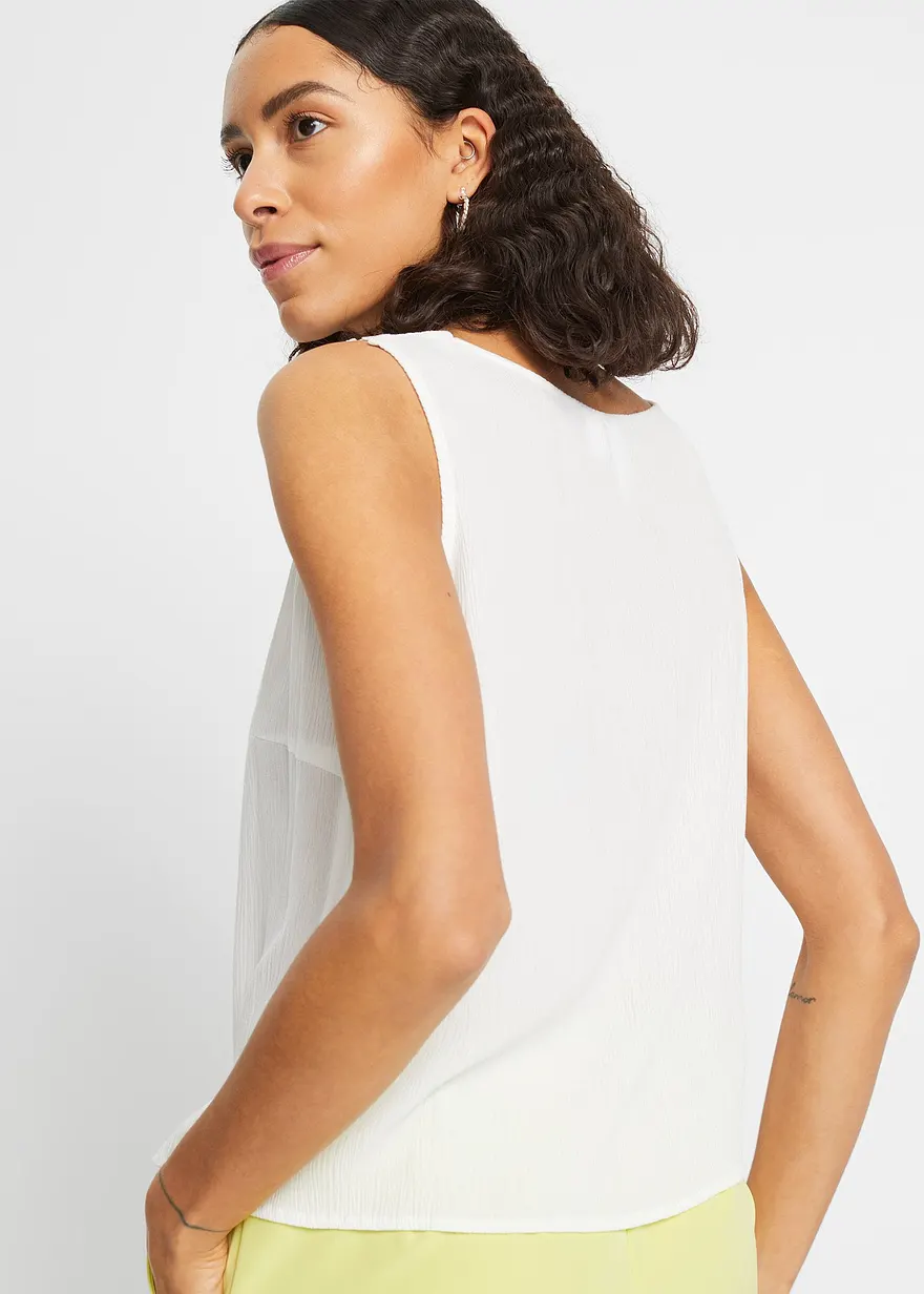 Bonprix Blusentop Mit Spitze Und V-Ausschnitt - Weiß - Damen
