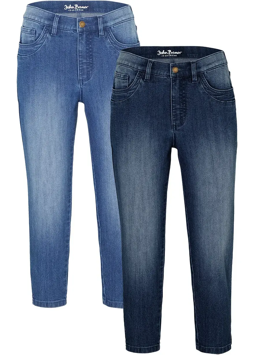 bonprix 2er Pack Stretch Jeans in 3/4-Länge - Damen