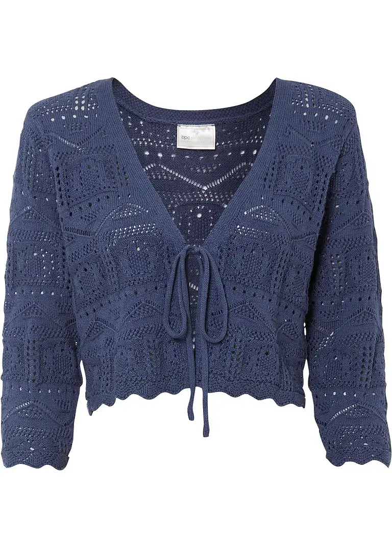 bonprix Ajour Bolero mit 3/4 Arm - blau - Damen