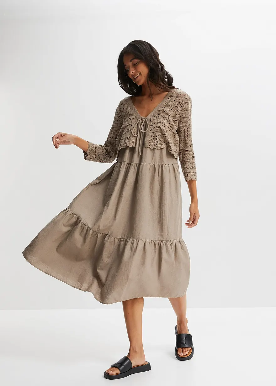 Bonprix Ajour Bolero Mit 3/4 Arm - Braun - Damen