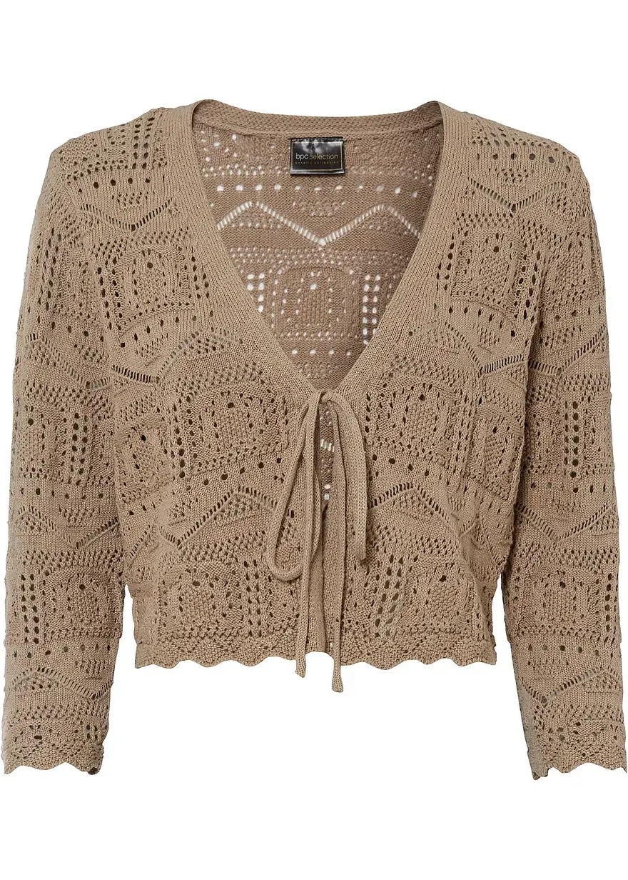 bonprix Ajour Bolero mit 3/4 Arm - braun - Damen