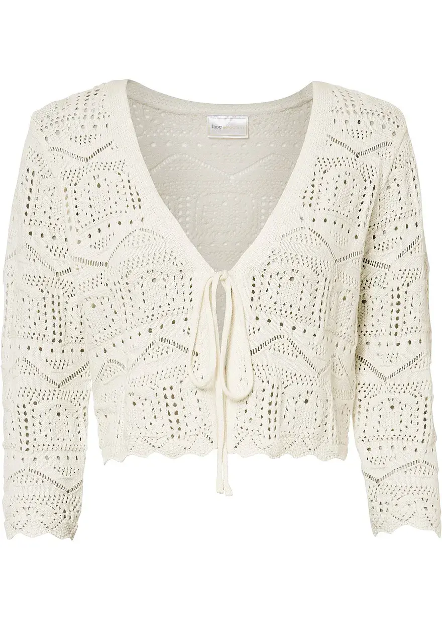 bonprix Ajour Bolero mit 3/4 Arm - weiß - Damen
