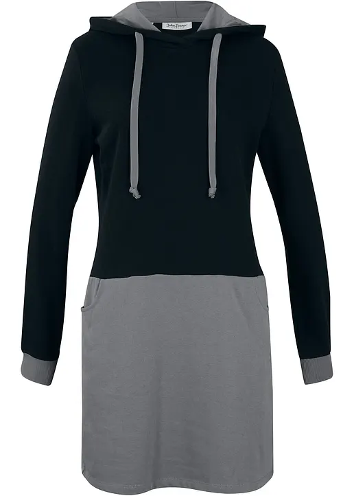 bonprix Angenehmes Sweatkleid - schwarz - Damen