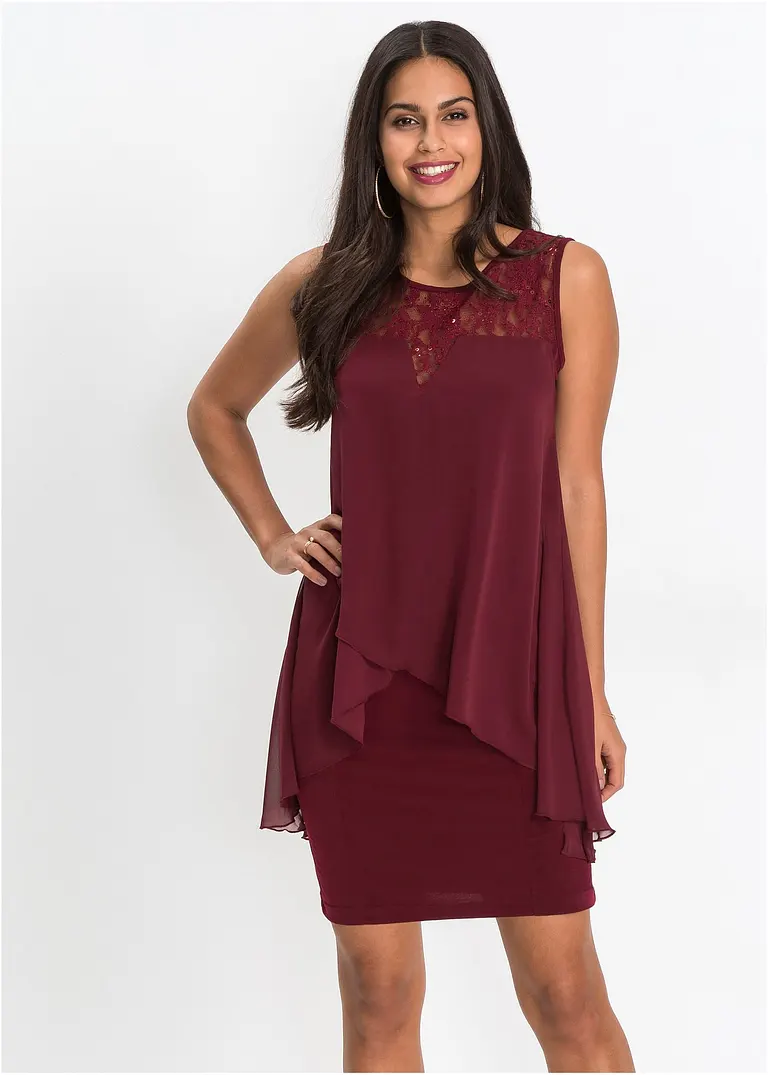 Bonprix Apartes Kleid Mit Pailletten - Rot - Damen