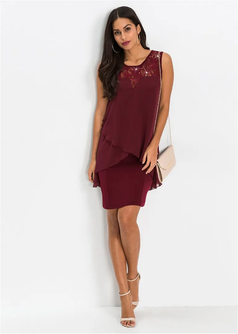 Bonprix Apartes Kleid Mit Pailletten - Rot - Damen