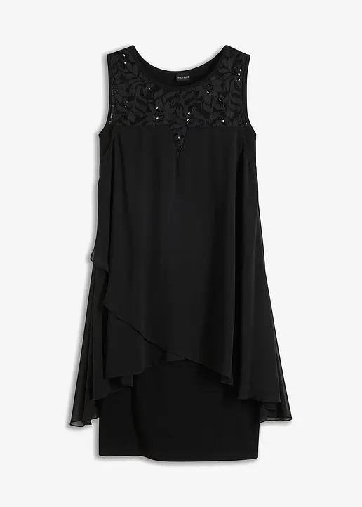 bonprix Apartes Kleid mit Pailletten - schwarz - Damen