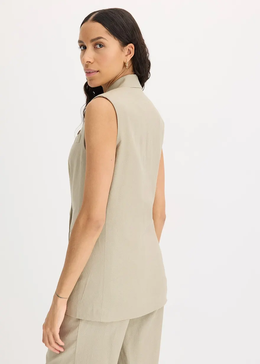 Bonprix Ärmelloser Und Zeitloser Blazer - Grün - Damen