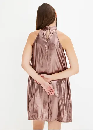 Bonprix Ärmelloses Mini-Satinkleid - Braun - Damen