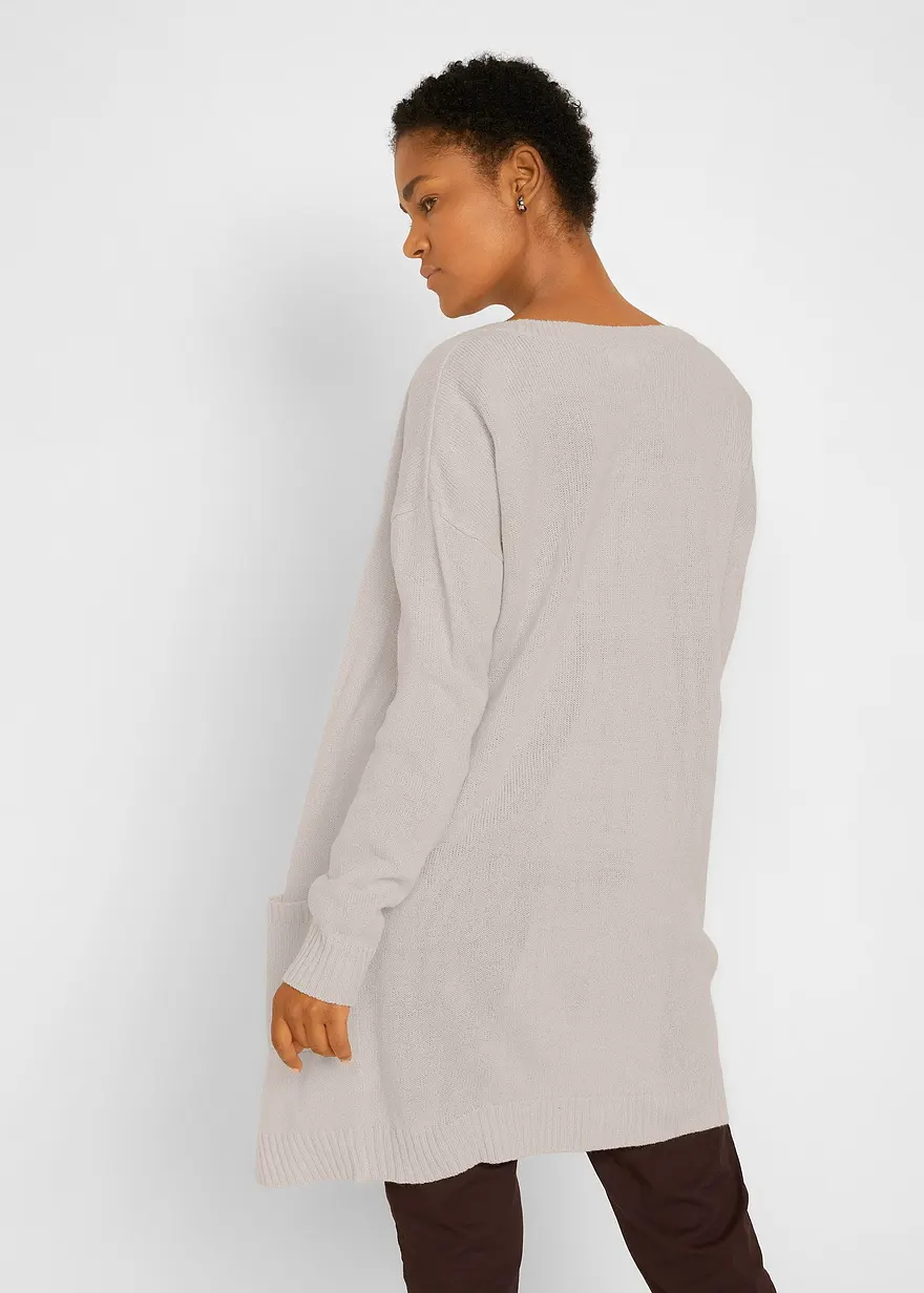 Bonprix Basic Strickjacke - Grau - Damen