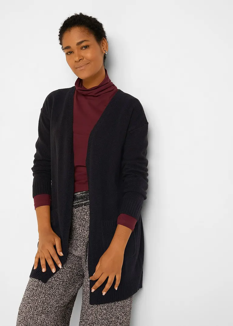 Bonprix Basic Strickjacke - Schwarz - Damen