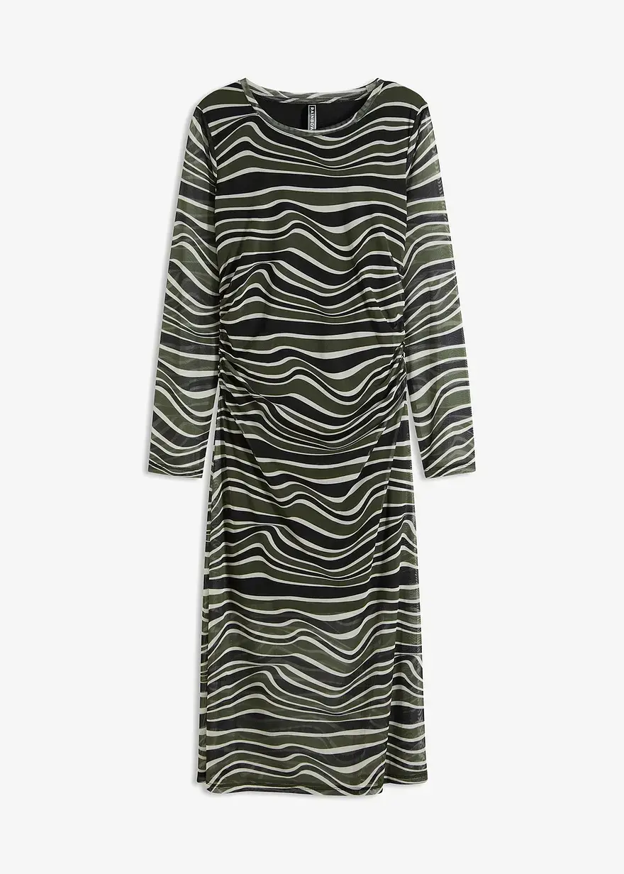 bonprix Bedrucktes Mesh-Kleid langarm - grün - Damen
