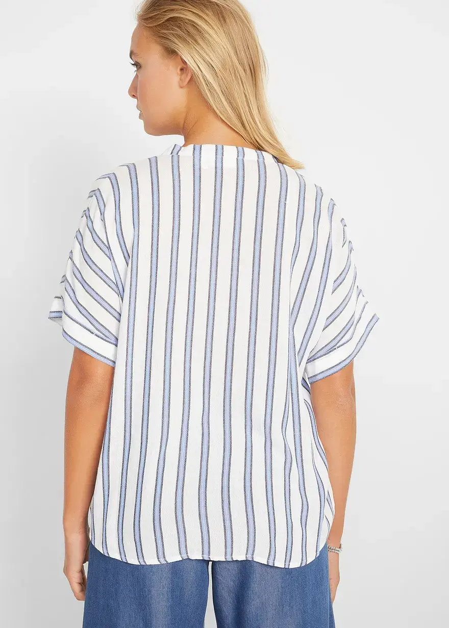 Bonprix Bequeme Bluse Kurzarm Gestreift - Blau - Damen