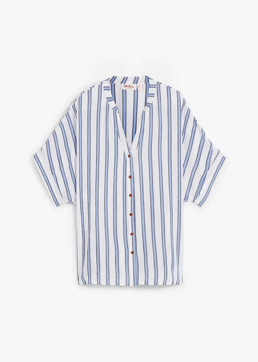 bonprix Bequeme Bluse Kurzarm gestreift - blau - Damen
