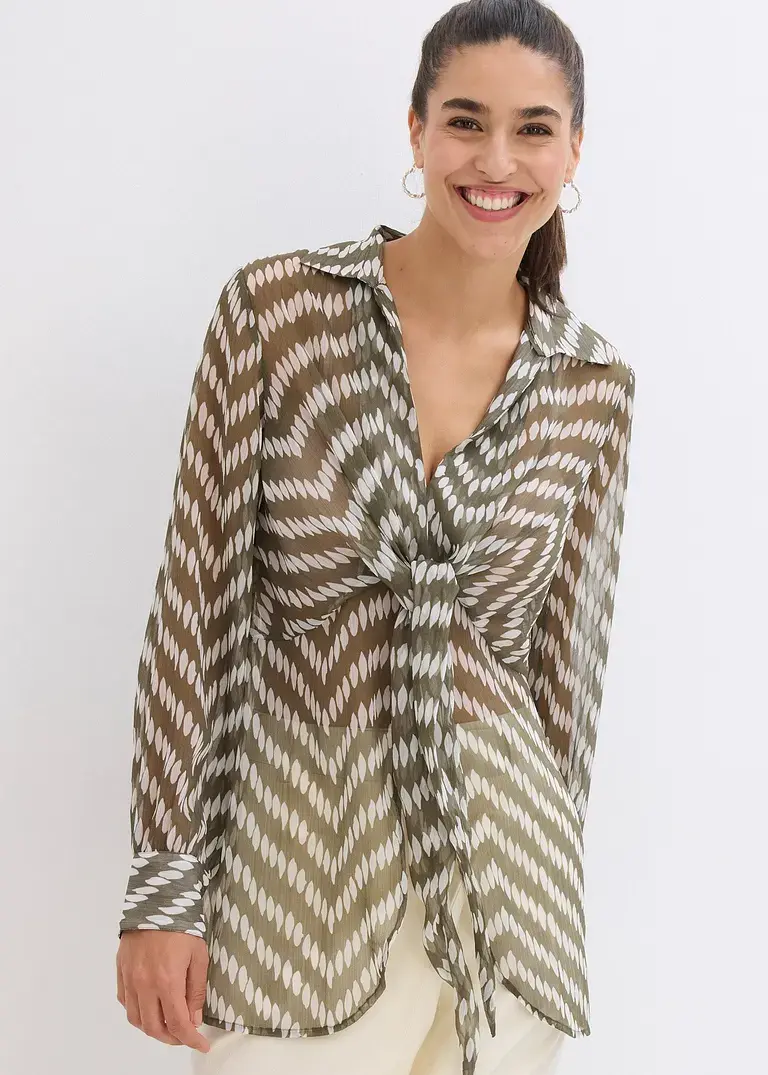 Bonprix Bequeme Chasuble Mit Bindeband - Grün - Damen
