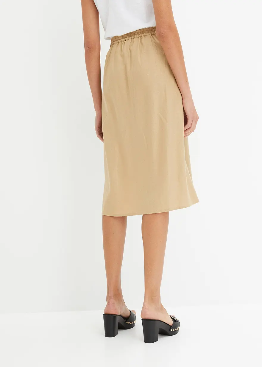 Bonprix Bequemer High-Waist Wickelrock - Beige - Damen
