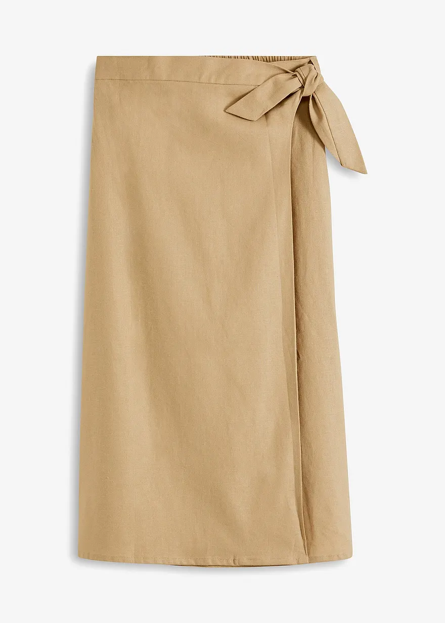 bonprix bequemer High-Waist Wickelrock - beige - Damen