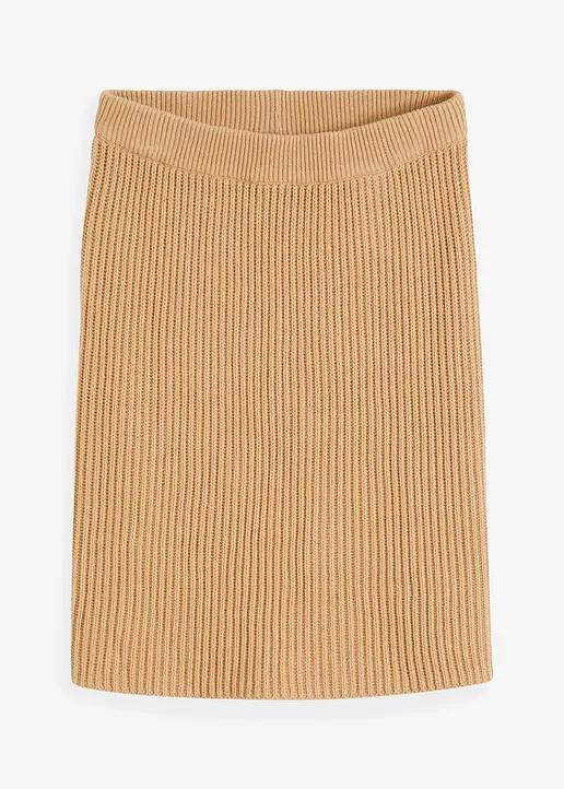 bonprix Bequemer Minirock aus Strick - beige - Damen