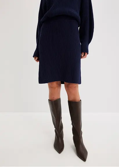 Bonprix Bequemer Minirock Aus Strick - Blau - Damen