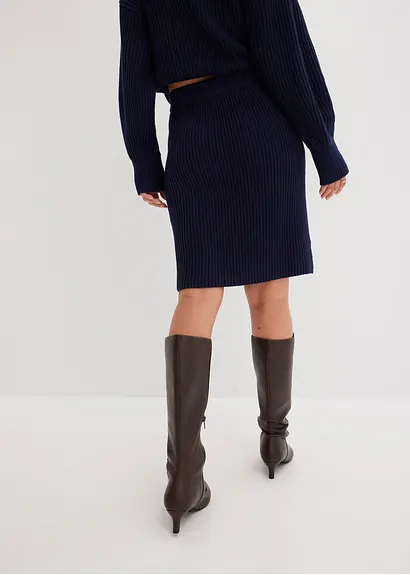 Bonprix Bequemer Minirock Aus Strick - Blau - Damen
