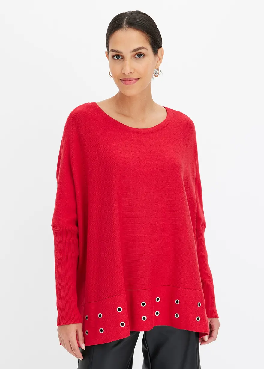 Bonprix Bequemer Oversize-Pullover - Rot - Damen